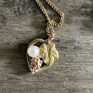 Gold and Pearl Leaf Black Hills Gold Pendant Necklace